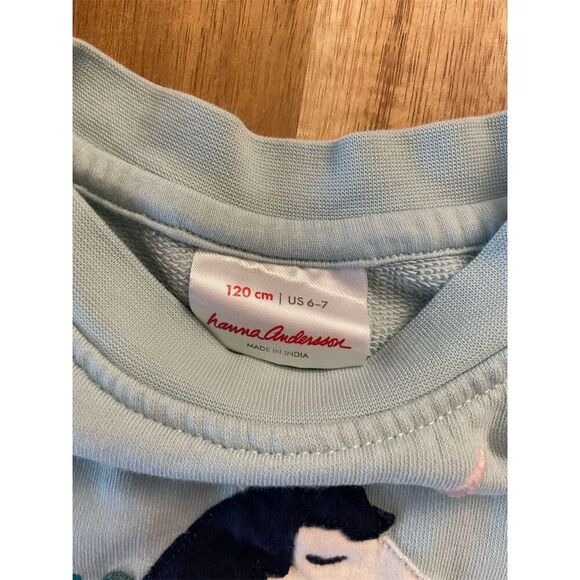 Hanna Andersson Girls Unicorn Dress Size 6-7 Blue Knee Length Casual - Picture 3 of 4